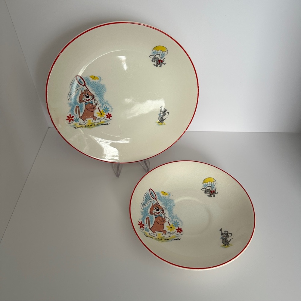 Huckleberry Hound Child's plate and saucer RIDGWAY POTTERIES  - VINTAGE